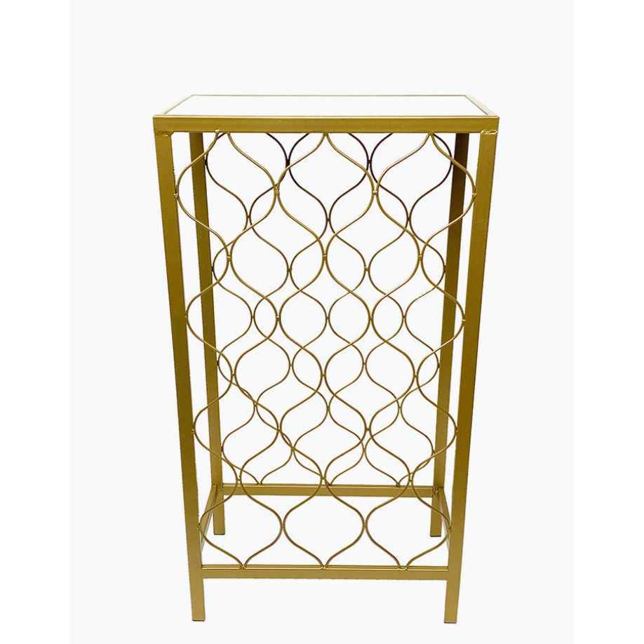 Stylish Gold Colored Wine Rack with Faux Marble Top