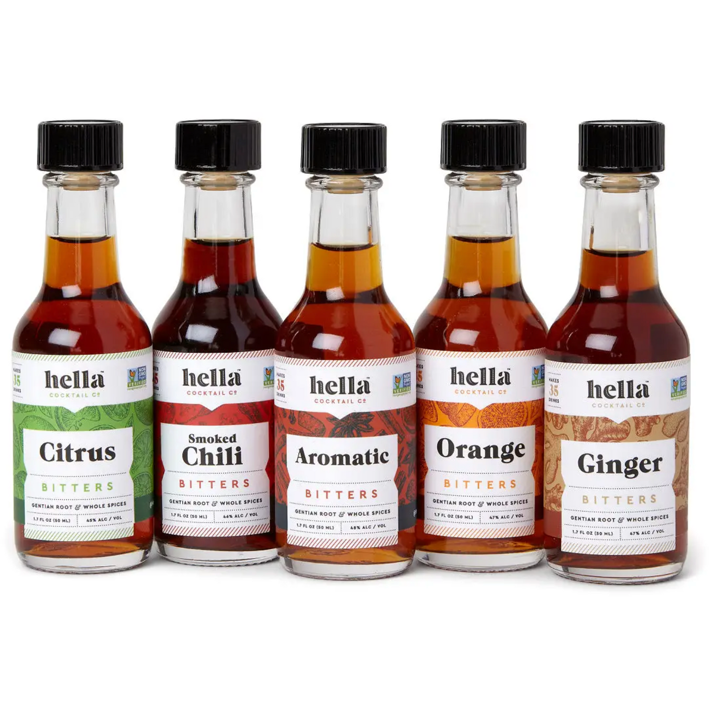 Hella Cocktail Bitters Bar Set: Five Flavor (Certified Non-GMO)